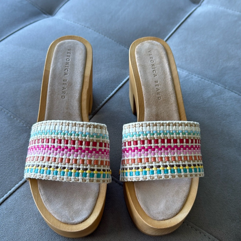 NWT, Veronica Beard woven sandals with wooden heel - Picture 2 of 12